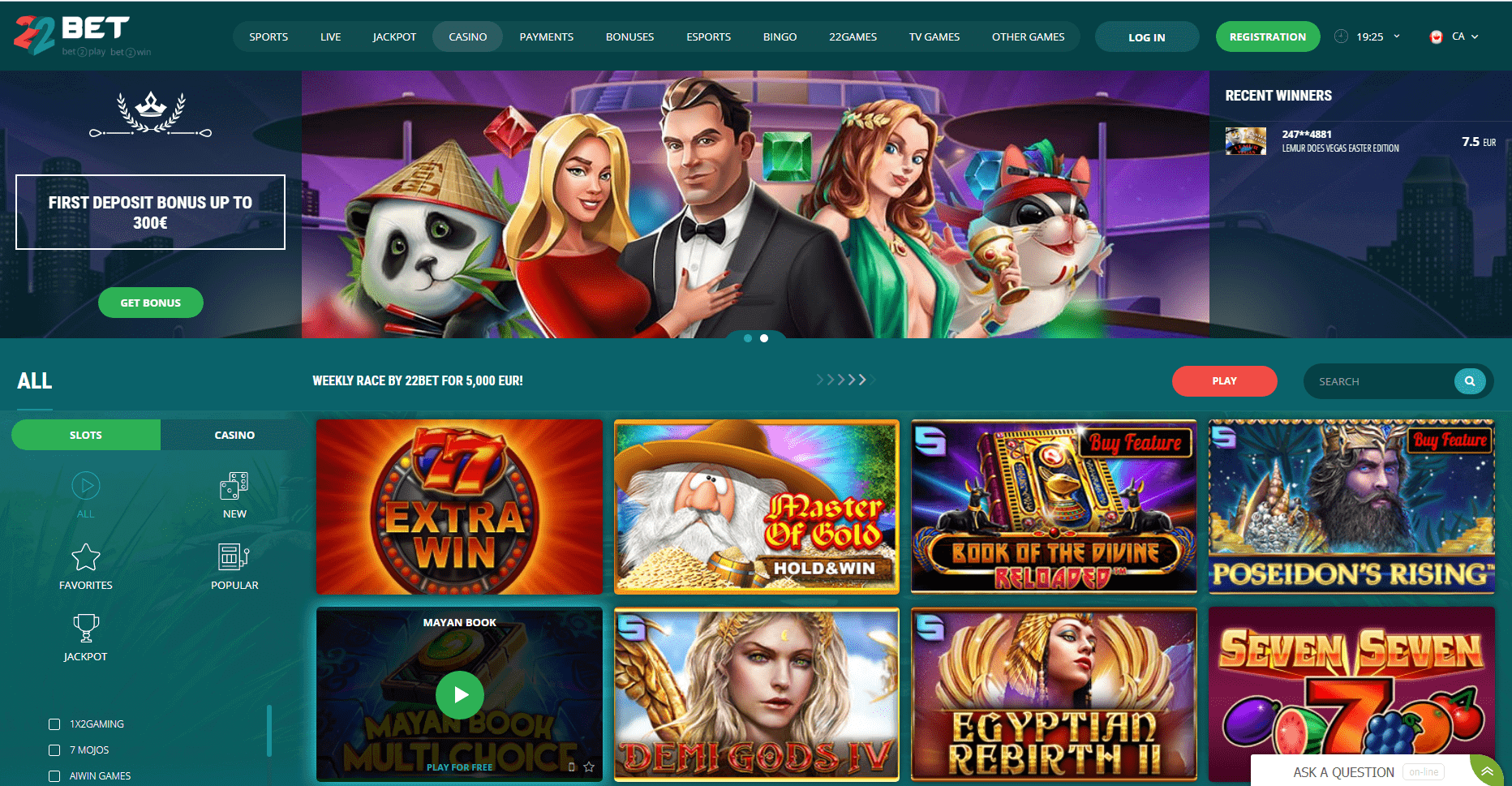 22bet slots desktop