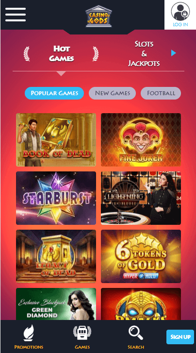 CasinoGods games mobile