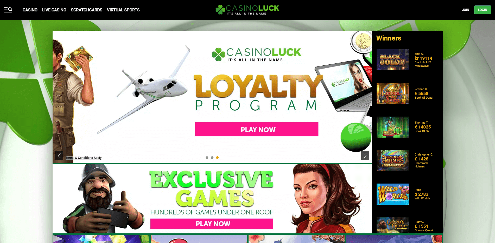 CasinoLuck Home desktop