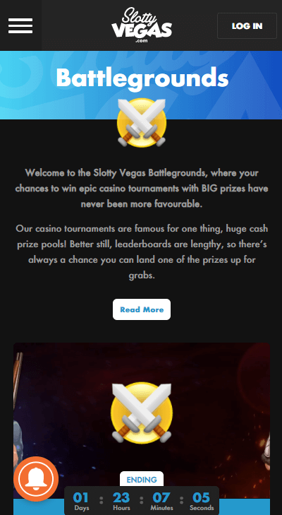 SlottyVegas tournaments mobile